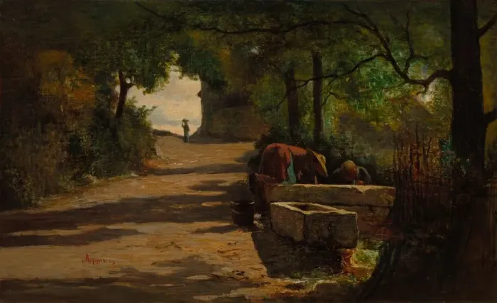 Framed Print : Well at the Side of a Road, 1860s. Creator: Adolphe Appian (French, 1818-1898) Framed Print : Well at the Side of a Road, 1860s. Creator: Adolphe Appian (French, 1818-1898)