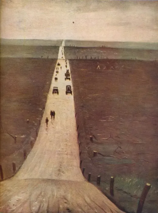 Framed Print : The Road from Arras to Bapaume, 1917. Artist: CRW Nevinson Framed Print : The Road from Arras to Bapaume, 1917. Artist: CRW Nevinson