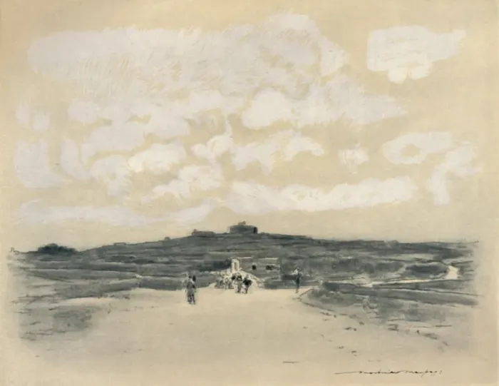 Framed Print : On the Road to Bethlehem, 1903. Artist: Mortimer L Menpes Framed Print : On the Road to Bethlehem, 1903. Artist: Mortimer L Menpes
