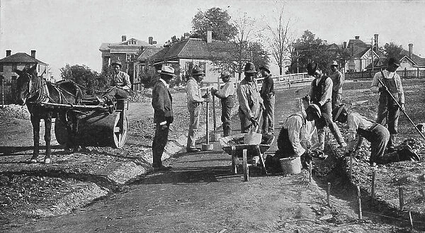 Road-building by Tuskegee students, 1904. Creator: Frances Benjamin Johnston