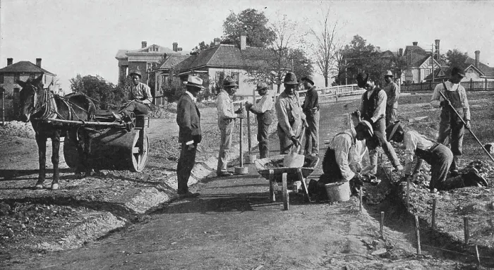 Framed Print : Road-building by Tuskegee students, 1904. Creator: Frances Benjamin Johnston Framed Print : Road-building by Tuskegee students, 1904. Creator: Frances Benjamin Johnston