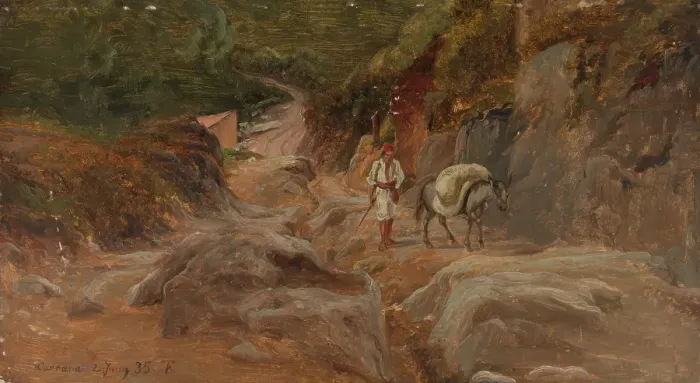 Framed Print : Road in Carrara, 1835. Creator: Thomas Fearnley Framed Print : Road in Carrara, 1835. Creator: Thomas Fearnley