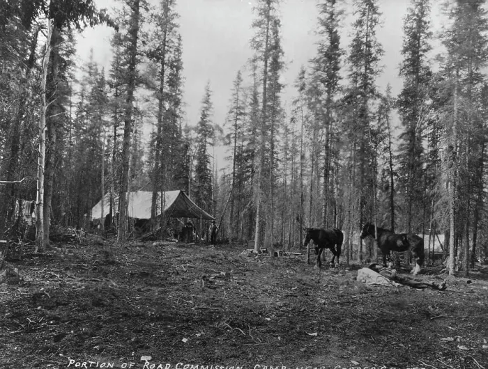 Framed Print : Road Commission camp near Copper Center, between c1900 and 1923. Creator: Unknown Framed Print : Road Commission camp near Copper Center, between c1900 and 1923. Creator: Unknown