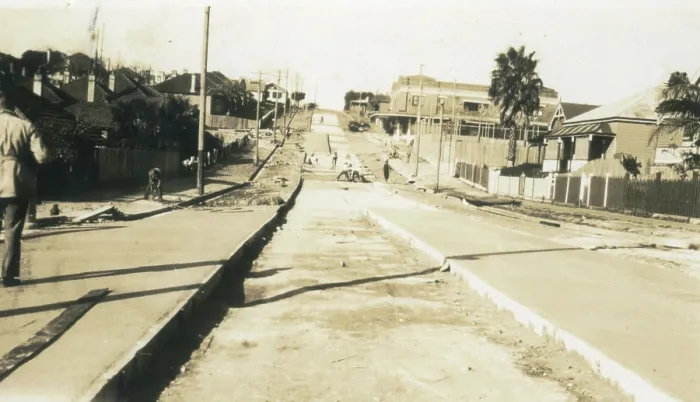 Framed Print : Road construction on Ourimbah Road, Mosman, 1930s. Creator: Unknown Framed Print : Road construction on Ourimbah Road, Mosman, 1930s. Creator: Unknown