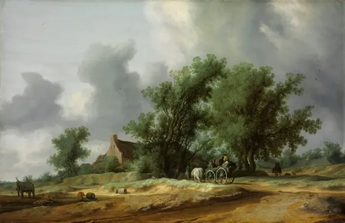 Framed Print : Road in the Dunes with a Carriage. Artist: Ruisdael, Salomon Jacobsz, van (1600 / 3-1670) Framed Print : Road in the Dunes with a Carriage. Artist: Ruisdael, Salomon Jacobsz, van (1600 / 3-1670)