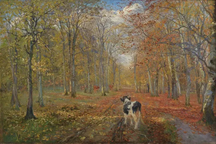 Framed Print : A road in Dyrehaven, autumn, 1889. Creator: Theodor Esbern Philipsen Framed Print : A road in Dyrehaven, autumn, 1889. Creator: Theodor Esbern Philipsen