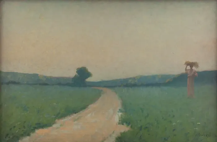 Framed Print : Road through the field in the morning, 1932. Creator: Alphonse Osbert Framed Print : Road through the field in the morning, 1932. Creator: Alphonse Osbert