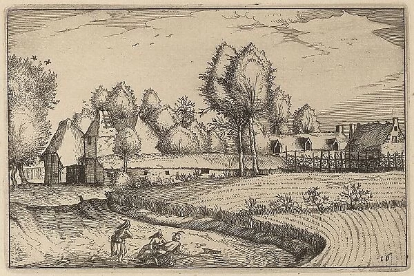 Road along a Field, published 1612. Creator: Claes Jansz Visscher