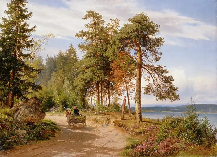 Framed Print : A road in Finland, 1865. Creator: Hjalmar Munsterhjelm Framed Print : A road in Finland, 1865. Creator: Hjalmar Munsterhjelm