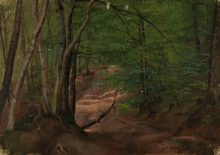Framed Print : Road in the Forest, 1838. Creator: Adolph Tidemand Framed Print : Road in the Forest, 1838. Creator: Adolph Tidemand