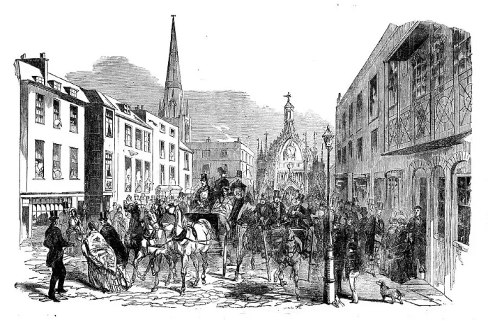 Framed Print : The Road to Goodwood - Chichester Cross, 1858. Creator: Unknown Framed Print : The Road to Goodwood - Chichester Cross, 1858. Creator: Unknown