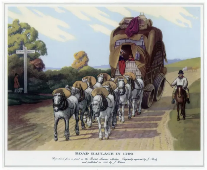 Framed Print : Road Haulage in 1790, (1820). Artist: J Baily Framed Print : Road Haulage in 1790, (1820). Artist: J Baily