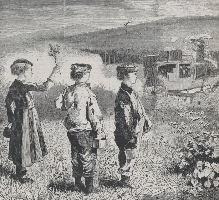 Framed Print : On the Road to Lake George (Appletons Journal, Vol. I), July 24, 1869. Creator: Unknown Framed Print : On the Road to Lake George (Appletons Journal, Vol. I), July 24, 1869. Creator: Unknown