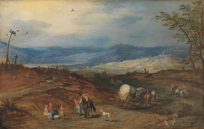 Framed Print : The Road leading past the Place of Execution, 1618-1621. Creators: Joos de Momper, the younger, Jan Brueghel the Elder Framed Print : The Road leading past the Place of Execution, 1618-1621. Creators: Joos de Momper, the younger, Jan Brueghel the Elder
