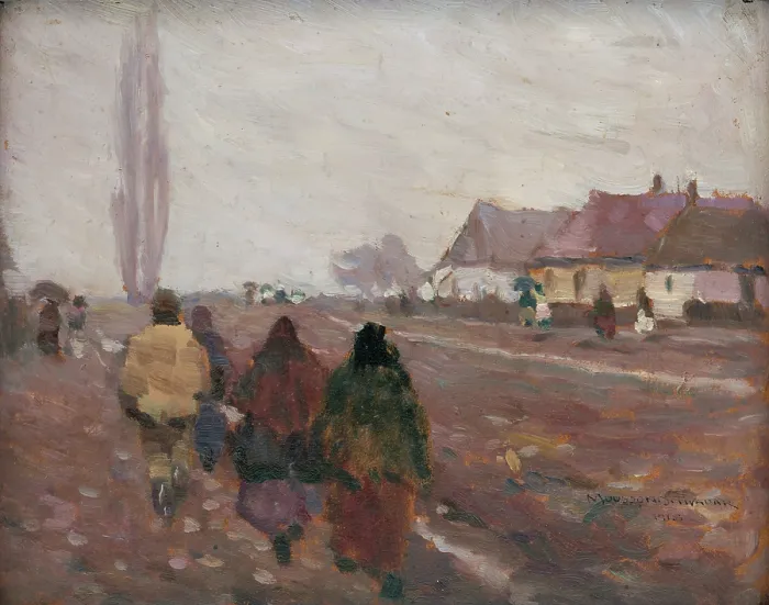 Framed Print : On the Road from the Michalovice Market, 1915. Creator: Teodor Jozef Mousson