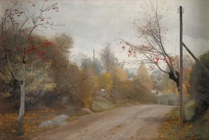 Framed Print : The Road at Mogenstrup, Zealand. Autumn, 1888. Creator: Laurits Andersen Ring Framed Print : The Road at Mogenstrup, Zealand. Autumn, 1888. Creator: Laurits Andersen Ring