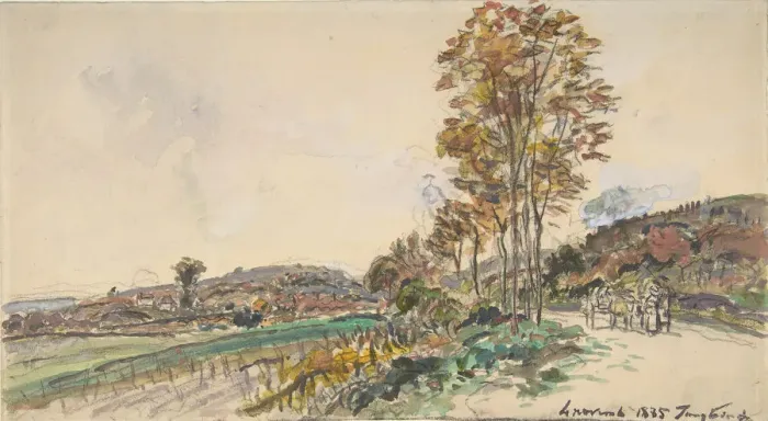 Framed Print : Road near La Cote-Saint-Andre, 1885. Creator: Johan Barthold Jongkind Framed Print : Road near La Cote-Saint-Andre, 1885. Creator: Johan Barthold Jongkind