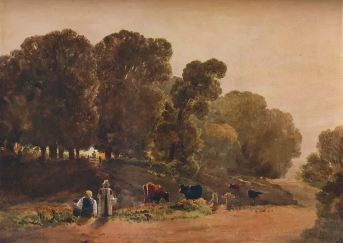 Framed Print : Road Through a Park, c19th century. Artist: Peter de Wint