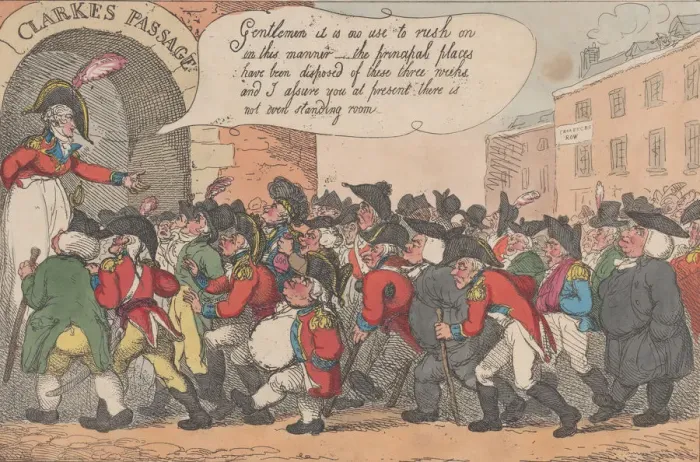 Framed Print : The Road to Preferment Through Clarkes Passage, March 5, 1809. March 5, 1809