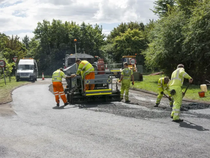 Framed Print : Road resurfacing in Hampshire, UK 2014. Creator: Unknown Framed Print : Road resurfacing in Hampshire, UK 2014. Creator: Unknown