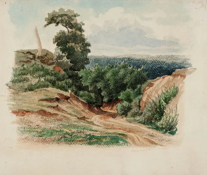 Framed Print : A road on a sandy hill, 1848-1860. Creator: Werner Holmberg Framed Print : A road on a sandy hill, 1848-1860. Creator: Werner Holmberg