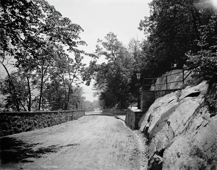 Framed Print : Road from the station, U.S. Military Academy, between 1900 and 1906. Creator: William H. Jackson Framed Print : Road from the station, U.S. Military Academy, between 1900 and 1906. Creator: William H. Jackson