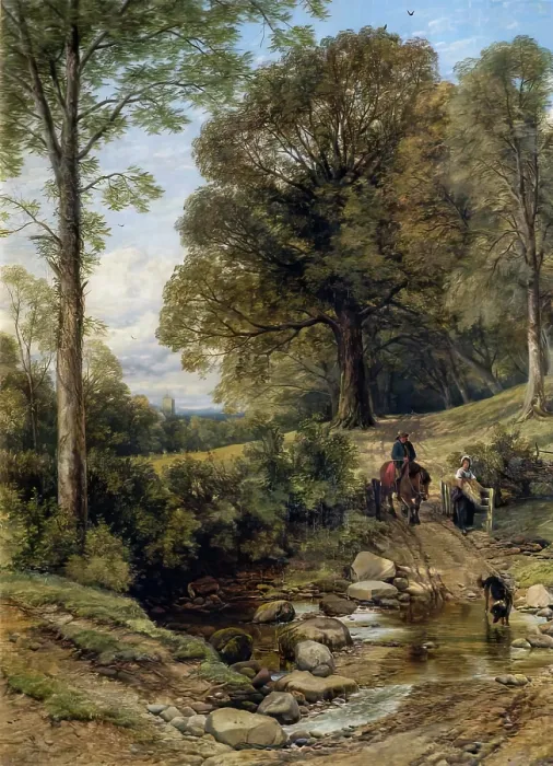 Framed Print : The Road through the Wood, 1830-1849. Creator: Thomas Creswick Framed Print : The Road through the Wood, 1830-1849. Creator: Thomas Creswick