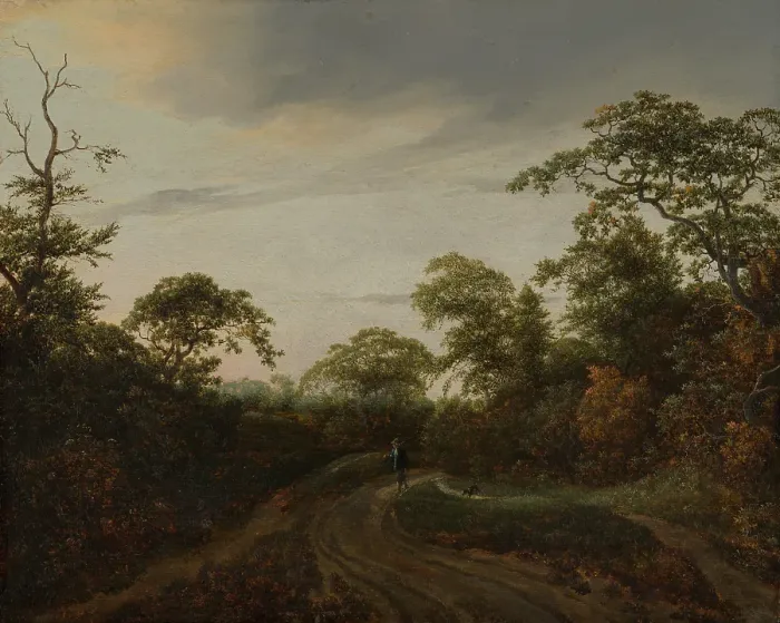 Framed Print : Road through a Wooded Landscape at Twilight, 1648. Creator: Jacob van Ruisdael Framed Print : Road through a Wooded Landscape at Twilight, 1648. Creator: Jacob van Ruisdael