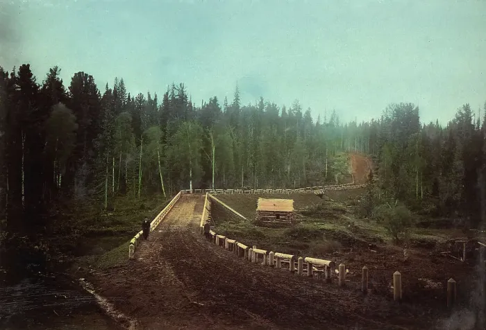 Framed Print : The Roadbed and the Bridge on the Iverka-Romanovskaya Railroad, 1906-1908. Creator: Dorozhno-Stroitel'nyi Otdel Framed Print : The Roadbed and the Bridge on the Iverka-Romanovskaya Railroad, 1906-1908. Creator: Dorozhno-Stroitel'nyi Otdel