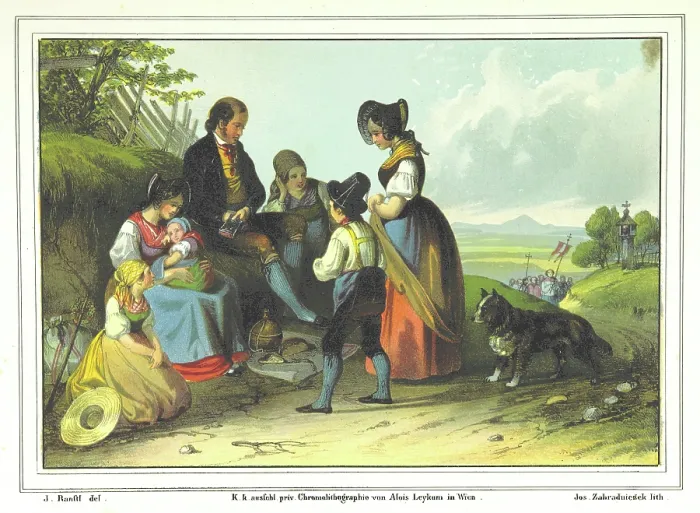 Framed Print : Roadside picnic, 1840. Creator: J. Ranstl