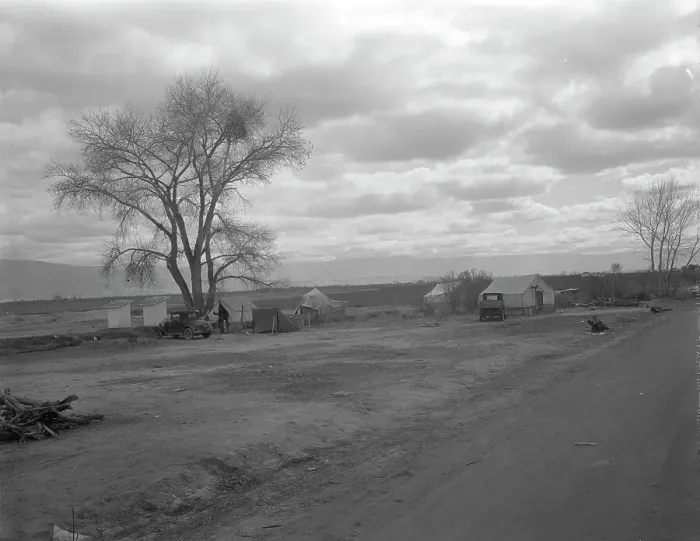 Framed Print : Part of a roadside ranch camp, twelve tents in this group, California, 1936. Creator: Dorothea Lange Framed Print : Part of a roadside ranch camp, twelve tents in this group, California, 1936. Creator: Dorothea Lange