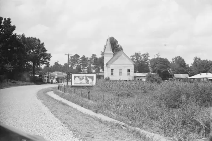 Framed Print : Roadside scene, Alabama. Approach to Moundville, 1936. Creator: Walker Evans Framed Print : Roadside scene, Alabama. Approach to Moundville, 1936. Creator: Walker Evans