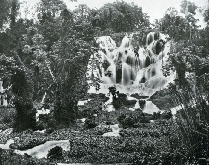 Framed Print : Roaring River Falls, Jamaica, c1905. Artist: Adolphe Duperly & Son Framed Print : Roaring River Falls, Jamaica, c1905. Artist: Adolphe Duperly & Son