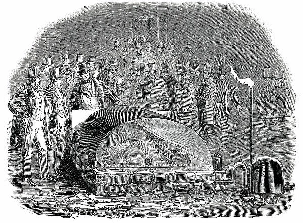 Roasting the Baron of Beef by Gas, in the Castle-Yard, Exeter, 1850. Creator: Unknown