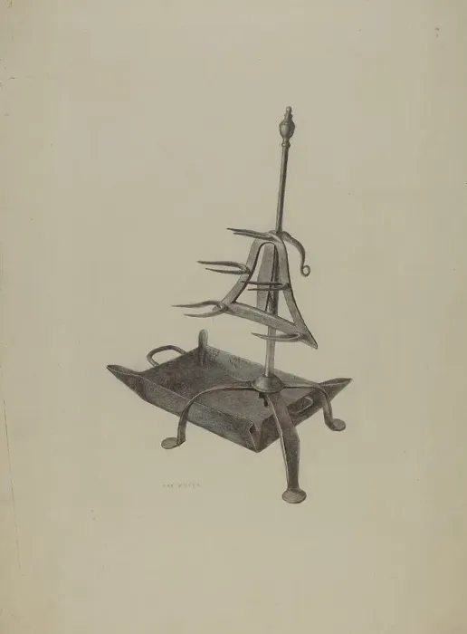 Framed Print : Roasting Stand with Drip Pan, c. 1938. Creator: Roy Weber Framed Print : Roasting Stand with Drip Pan, c. 1938. Creator: Roy Weber