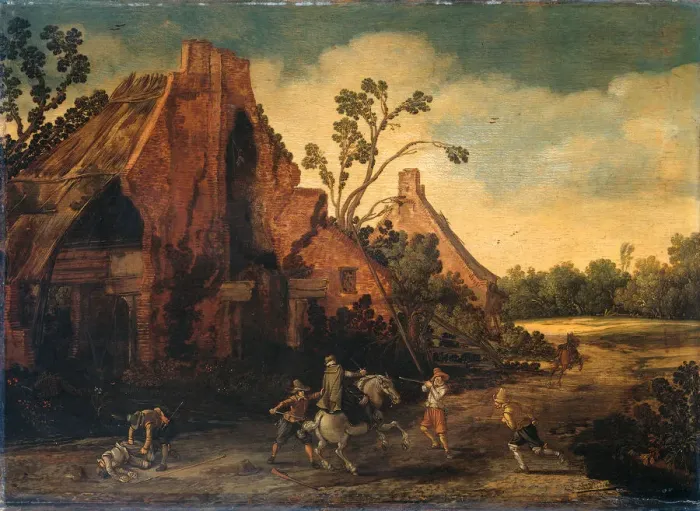 Framed Print : The Robbery. Artist: Velde, Esaias, van de (1591-1630) Framed Print : The Robbery. Artist: Velde, Esaias, van de (1591-1630)