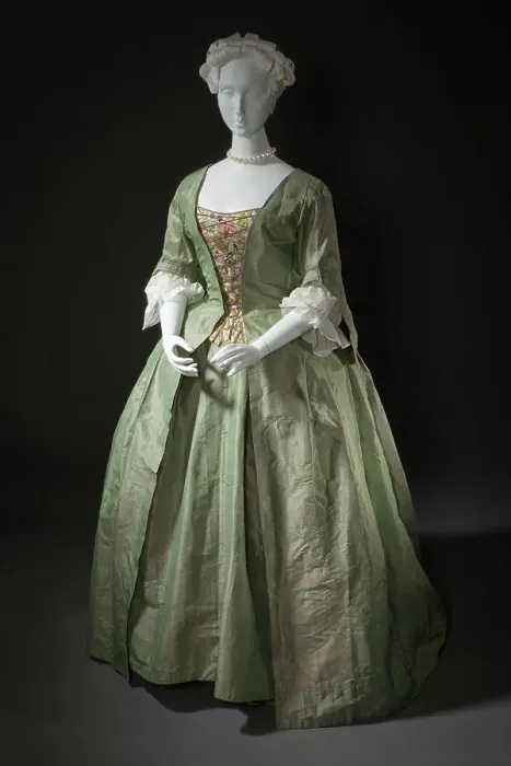 Framed Print : Robe à la française (gown and petticoat), Europe, c.1725. Stomacher: c.1735. Creator: Unknown Framed Print : Robe à la française (gown and petticoat), Europe, c.1725. Stomacher: c.1735. Creator: Unknown