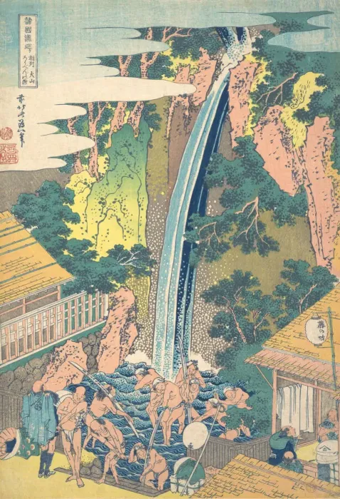 Framed Print : Roben Waterfall at Oyama in Sagami Province (Soshu Oyama Roben no taki), from the seri Framed Print : Roben Waterfall at Oyama in Sagami Province (Soshu Oyama Roben no taki), from the seri