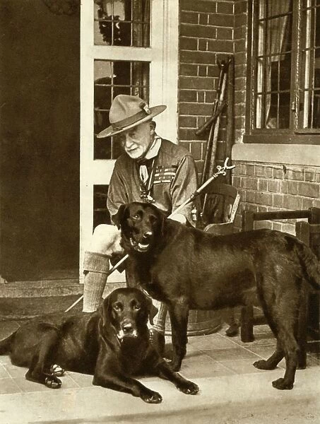 Robert Baden-Powell at home with his dogs, c1929, (1935). Creator: Unknown