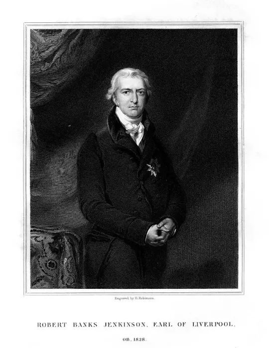 Framed Print : Robert Banks Jenkinson, 2nd Earl of Liverpool, Prime Minister of the United Kingdom, (1834). Artist: H Robinson Framed Print : Robert Banks Jenkinson, 2nd Earl of Liverpool, Prime Minister of the United Kingdom, (1834). Artist: H Robinson