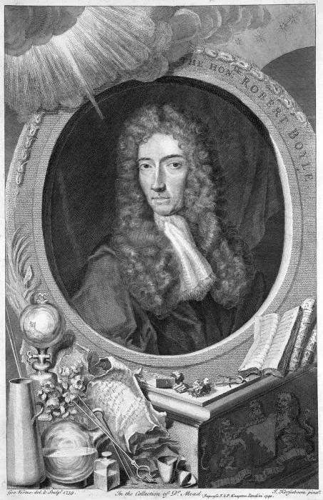 Framed Print : Robert Boyle, 17th century Irish chemist and physicist, 1739. Artist: George Vertue Framed Print : Robert Boyle, 17th century Irish chemist and physicist, 1739. Artist: George Vertue