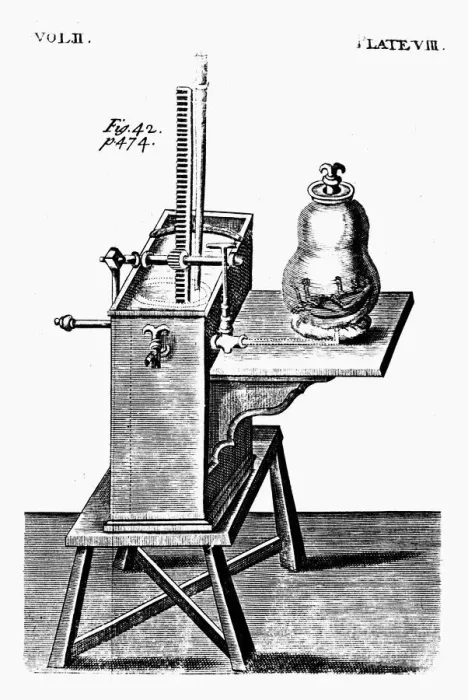 Framed Print : Robert Boyles second air pump, c1660 (1725) Framed Print : Robert Boyles second air pump, c1660 (1725)