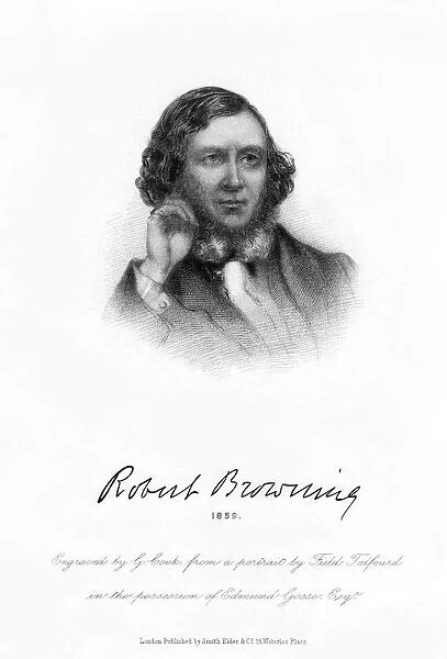 Robert Browning, English poet and playwright, 1859. Artist: G Cook