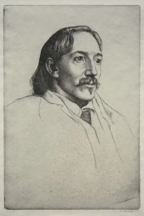 Framed Print : Robert Louis Balfour Stevenson, 1893. Creator: William Strang (British, 1859-1921) Framed Print : Robert Louis Balfour Stevenson, 1893. Creator: William Strang (British, 1859-1921)
