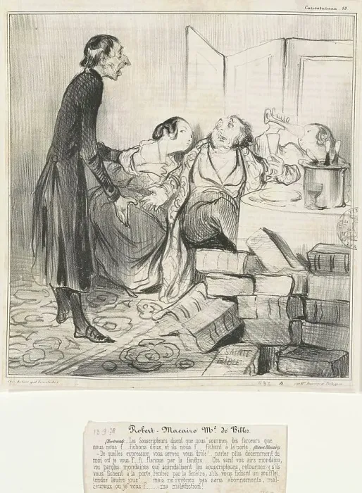 Framed Print : Robert Macaire M[archan]d de Bibles, 19th century. Creator: Honore Daumier