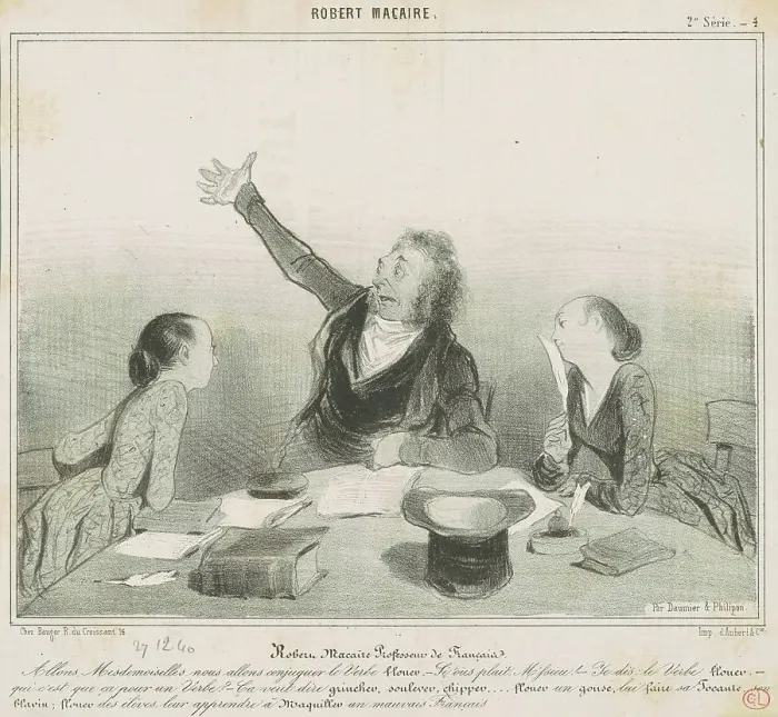 Framed Print : Robert Macaire professeur de français, 19th century. Creator: Honore Daumier Framed Print : Robert Macaire professeur de français, 19th century. Creator: Honore Daumier