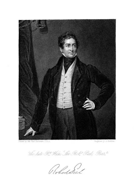 Framed Print : Robert Peel, British statesman, 19th century. Artist: J Cochran Framed Print : Robert Peel, British statesman, 19th century. Artist: J Cochran