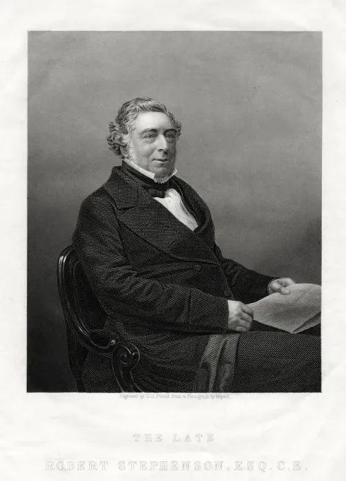 Framed Print : Robert Stephenson, English civil engineer, 1880. Artist: DJ Pound Framed Print : Robert Stephenson, English civil engineer, 1880. Artist: DJ Pound