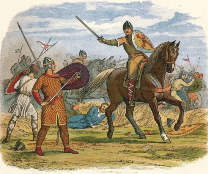 Framed Print : Robert taken prisoner by the clerk Baudri, 1106 (1864). Artist: James William Edmund Doyle