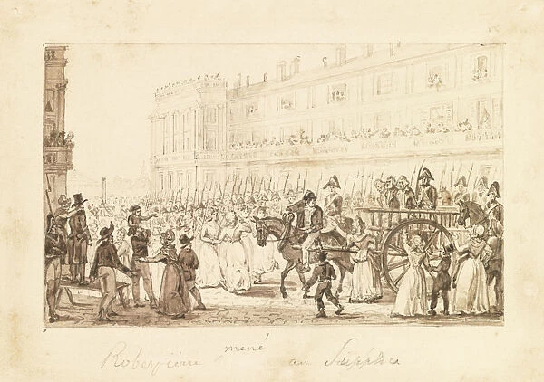 Robespierre and his accomplices being led to their execution, 1794. Artist: Demachy, Pierre-Antoine (1723-1807)